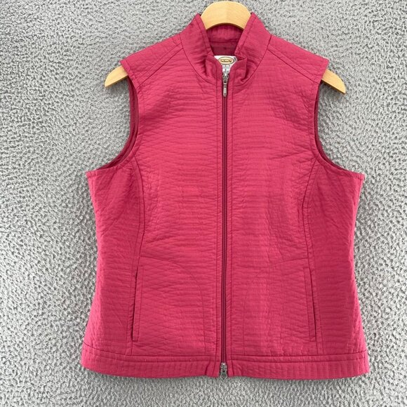 Talbots Jacket Womens Small Petite Pink Vest Quilted Sleeveless Full Zip Pocket - Picture 1 of 11